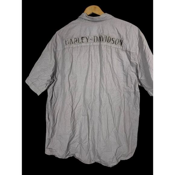 Harley Davidson Shirt Size XL Button Down Mens Gray Biker Grunge Spell Out - Picture 2 of 13